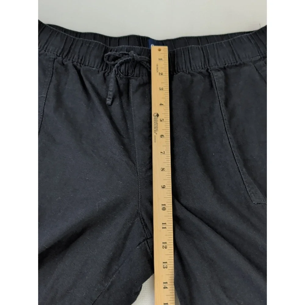 Gap Wide Leg Pants Womens XL‎ Black Linen Blend Pull On Business Casual Beach